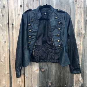 Black Marching Band Leather Jacket